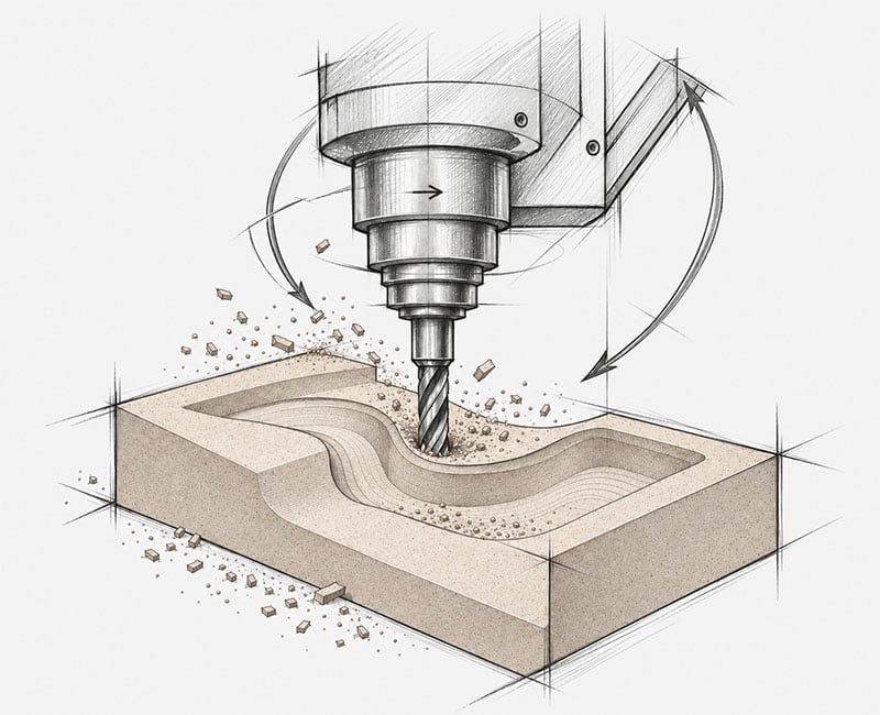 llustration: CNC-Fräsung eines Lautsprechergehäuses